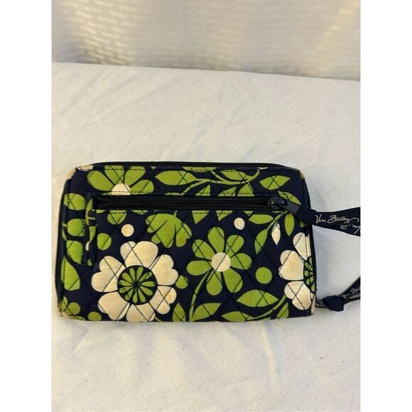 Vera Bradley turn key wallet navy green 7.5x4.5” - Picture 2 of 5